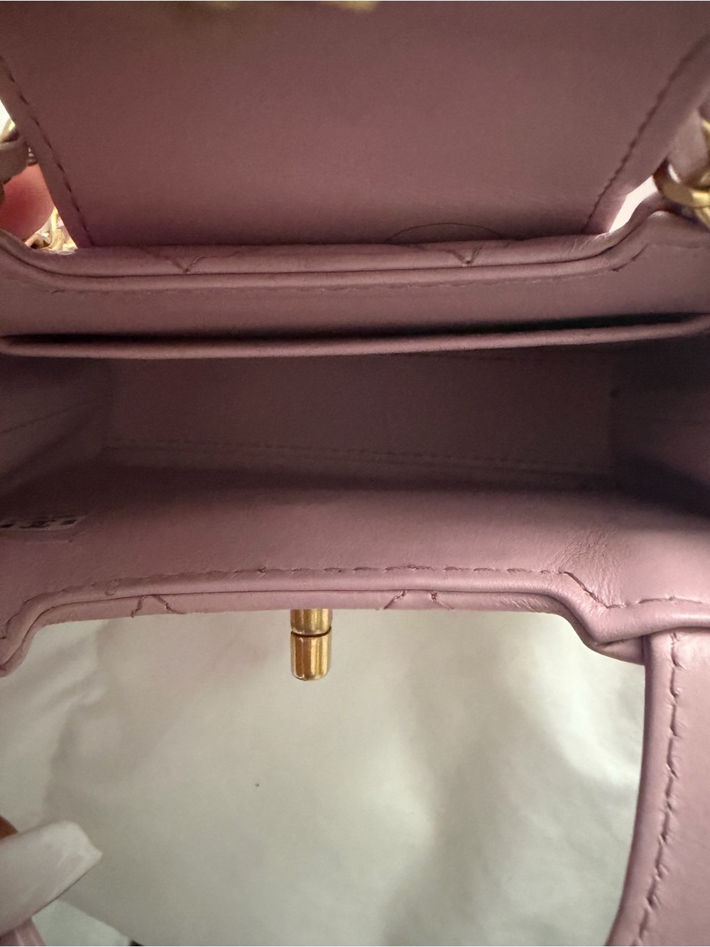 CHANEL Lavender Quilted Mini Top-Handle Crossbody Bag - Picture 6 of 8